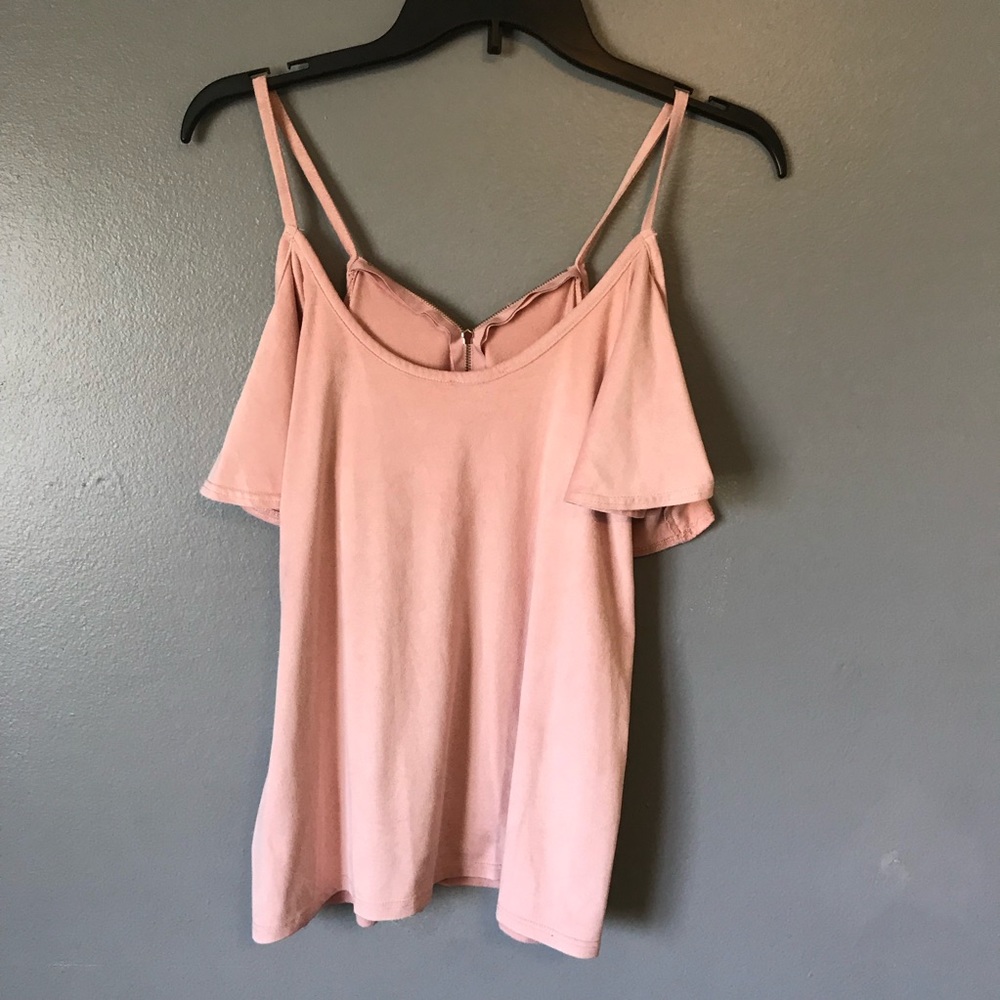 Blush off the shoulder blouse